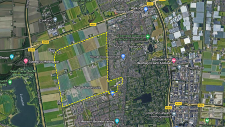 Kaart met gebied Langedijk-West in geel kader
